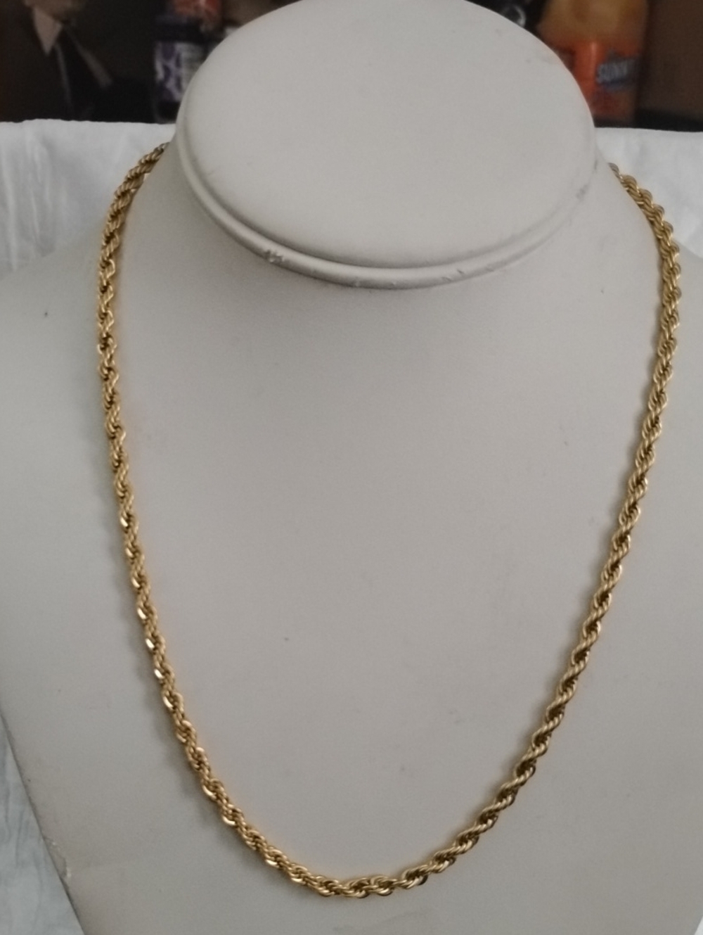 Stainless Steel Gold Rope Chain Necklace 19"